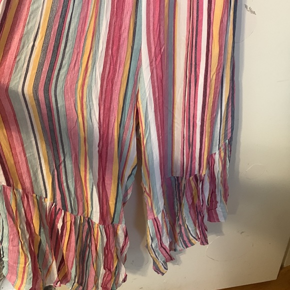 Striped strapless flowy jumpsuit - Picture 2 of 3